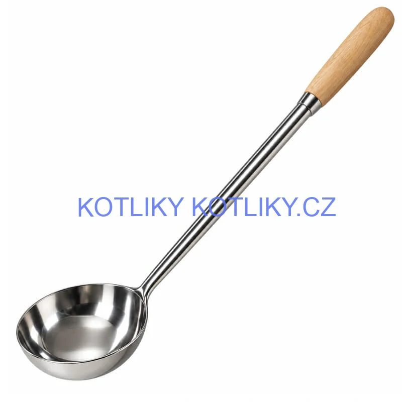 Nerezová naběračka 250 ml s dřevěnou rukojetí – délka 51,5 cm