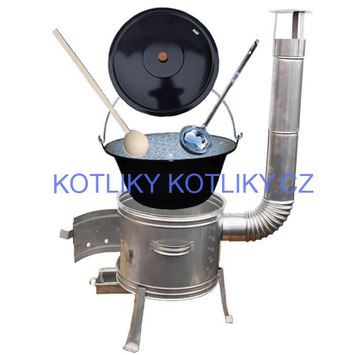 Smaltovaný kotlík 20 L + nerezová kotlina 42 cm TOPLUX