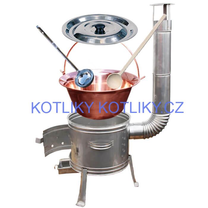 Měděný kotlík 14 L + nerezová kotlina 36 cm TOPLUX