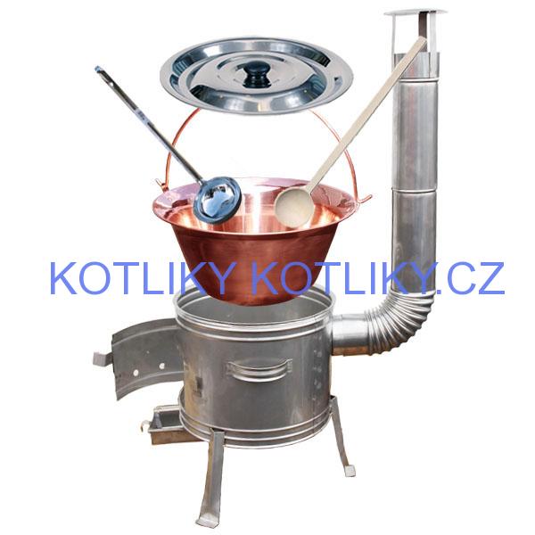 Měděný kotlík 20 L + nerezová kotlina 39 cm TOPLUX