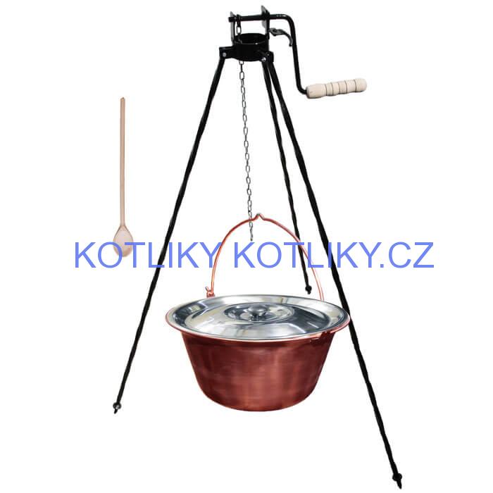 Měděný kotlík 14 L + stojan s kladkou VAR