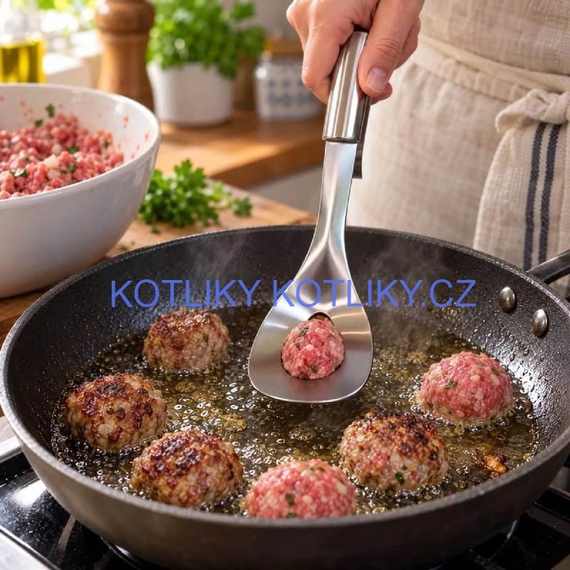 Nerezové tvořítko na masové kuličky, karbanátky a knedlíčky 18 cm Kopírovat
