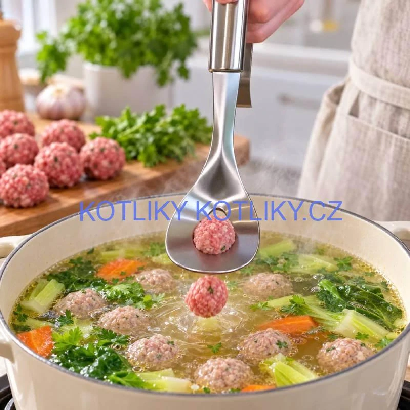 Nerezové tvořítko na masové kuličky, karbanátky a knedlíčky 18 cm Kopírovat